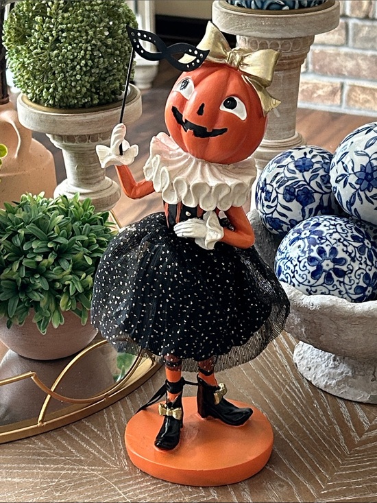 Other - NEW! Vintage Inspired Pumpkin Lady Masked masquerade ball Ballerina Figurine